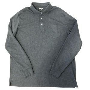 Lands End Long Sleeve Charcoal Gray Polo Shirt - Size XLT